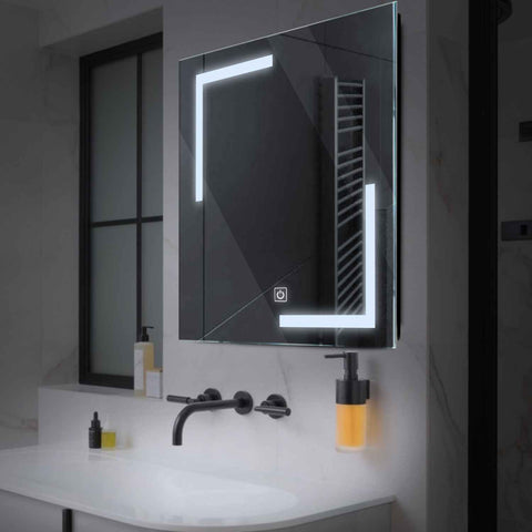 LED Spiegel Quadratisch | Touch-Schalter | Kaltweißes Licht - Reyze Seria Salono Model 3