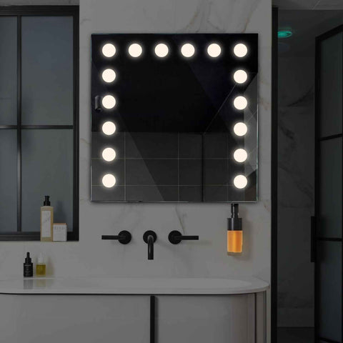 LED Spiegel Quadratisch | Wandschalter-Steuerung | Neutralweißes Licht - Reyze Seria Salono Model 6