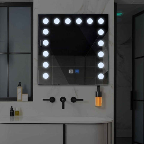 LED Spiegel Quadratisch | Touch-Schalter | Anti-Beschlag-Funktion | Kaltweißes Licht - Reyze Seria Salono Model 6