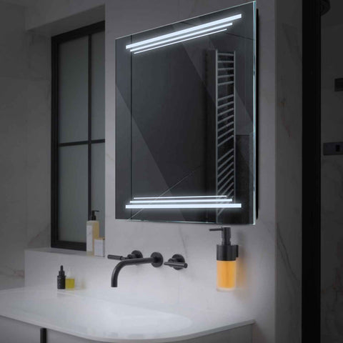 LED Spiegel Quadratisch | Wandschalter-Steuerung | Kaltweißes Licht - Reyze Seria Salono Model 7