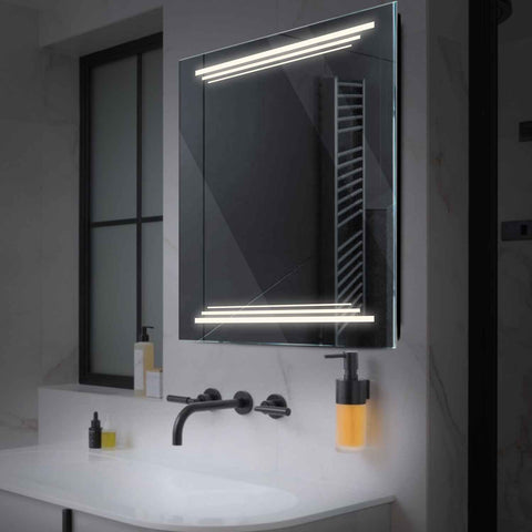 LED Spiegel Quadratisch | Wandschalter-Steuerung | Neutralweißes Licht - Reyze Seria Salono Model 7