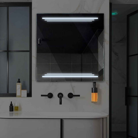 LED Spiegel Quadratisch | Wandschalter-Steuerung | Kaltweißes Licht - Reyze Seria Salono Model 7
