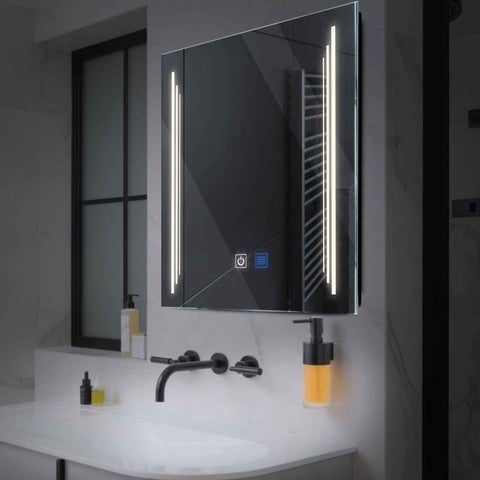 LED Spiegel Quadratisch | Touch-Schalter | Anti-Beschlag-Funktion | Neutralweißes Licht - Reyze Seria Salono Model 8