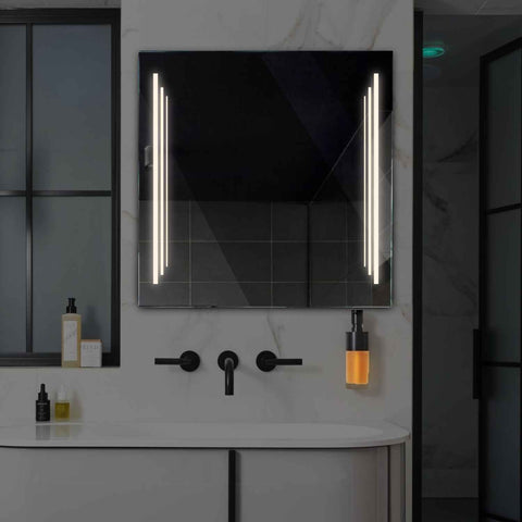 LED Spiegel Quadratisch | Wandschalter-Steuerung | Neutralweißes Licht - Reyze Seria Salono Model 8