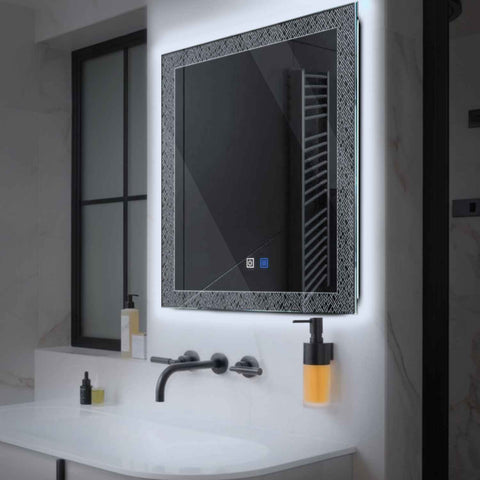 LED Spiegel Quadratisch | Touch-Schalter | Anti-Beschlag-Funktion | Kaltweißes Licht - Reyze Seria Simetria Model 5