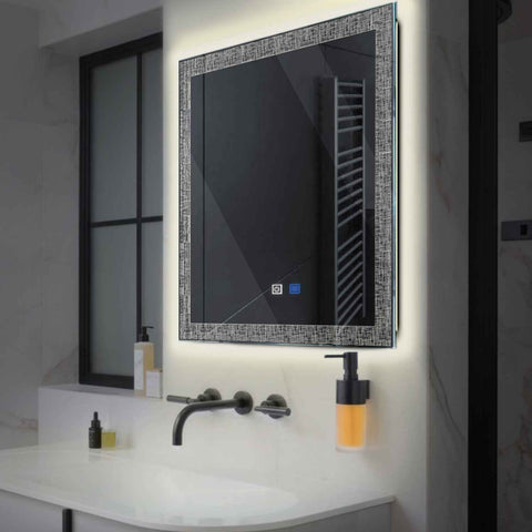 LED Spiegel Quadratisch | Touch-Schalter | Anti-Beschlag-Funktion | Neutralweißes Licht - Reyze Seria Simetria Model 6