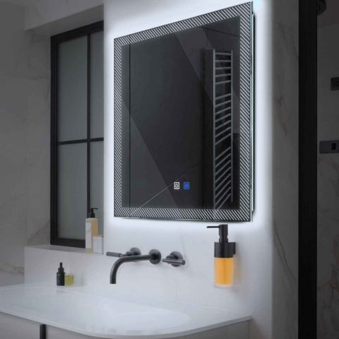 LED Spiegel Quadratisch | Touch-Schalter | Anti-Beschlag-Funktion | Kaltweißes Licht - Reyze Seria Simetria Model 7
