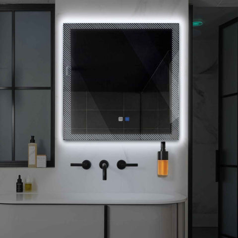 LED Spiegel Quadratisch | Touch-Schalter | Anti-Beschlag-Funktion | Kaltweißes Licht - Reyze Seria Simetria Model 7