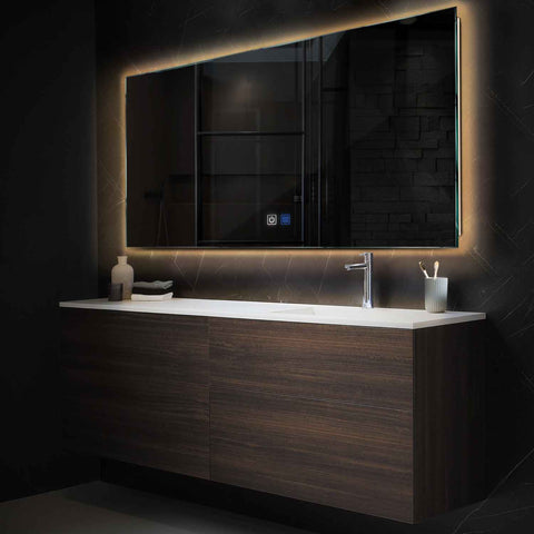 LED Spiegel Rechteckig | Touch-Schalter | Anti-Beschlag-Funktion | Warmweißes Licht - Reyze Seria Ambient Model 1