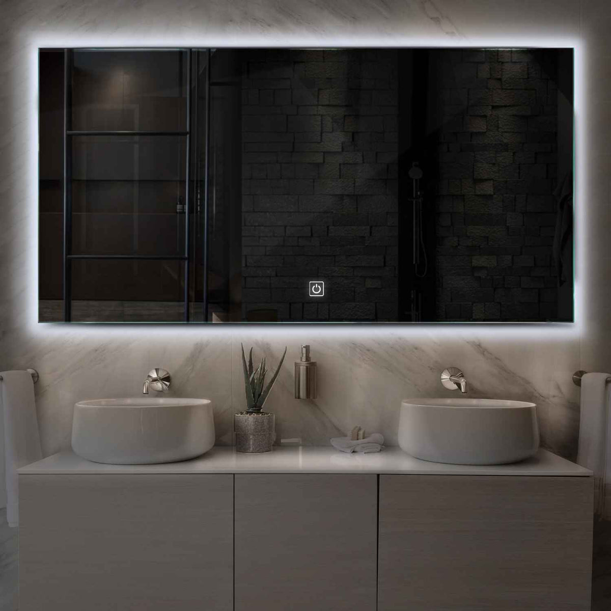LED Spiegel Rechteckig | Touch-Schalter | Kaltweißes Licht - Reyze Seria Ambient Model 1