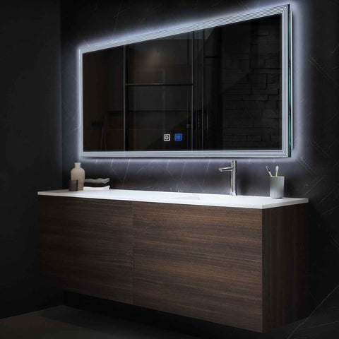 LED Spiegel Rechteckig | Touch-Schalter | Anti-Beschlag-Funktion | Kaltweißes Licht - Reyze Seria Edge Model 1
