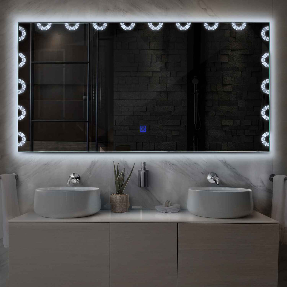 LED Spiegel Rechteckig | Touch-Schalter | Kaltweißes Licht - Reyze Seria Edge Model 4