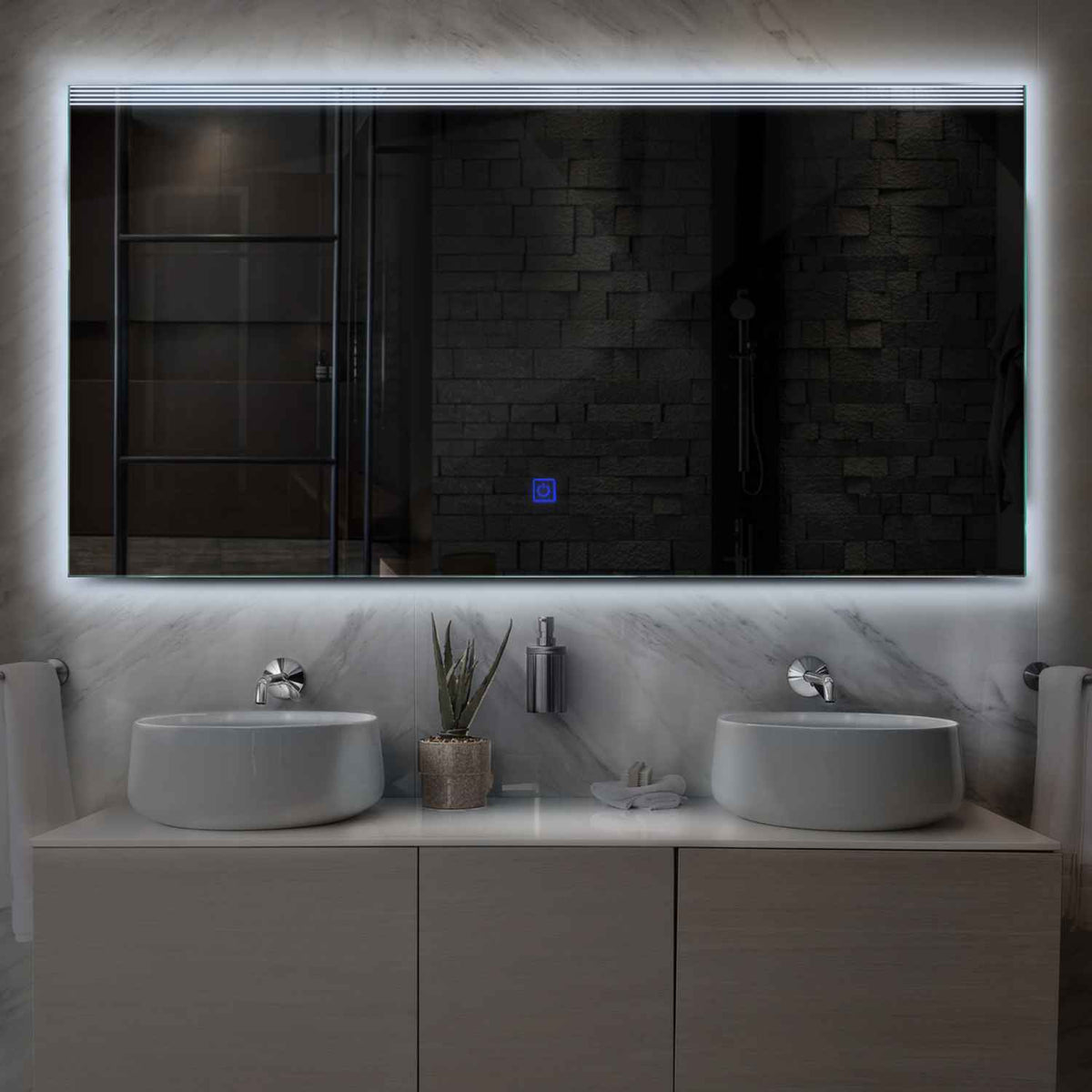 LED Spiegel Rechteckig | Touch-Schalter | Kaltweißes Licht - Reyze Seria Edge Model 5