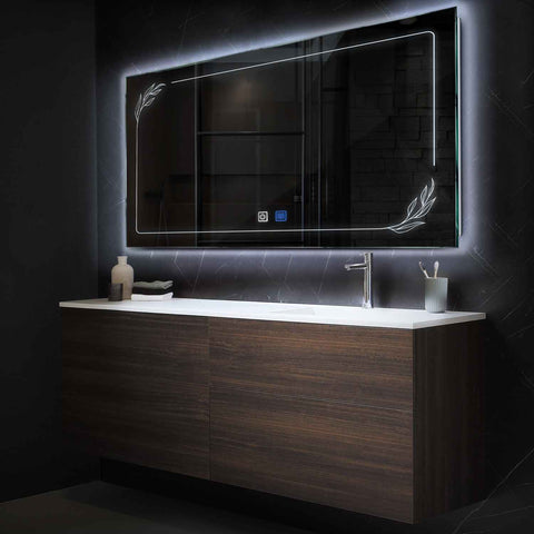 LED Spiegel Rechteckig | Touch-Schalter | Anti-Beschlag-Funktion | Kaltweißes Licht - Reyze Seria Good Vibes Model 1