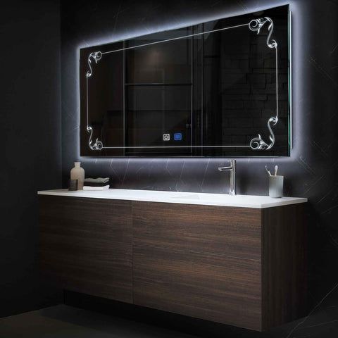 LED Spiegel Rechteckig | Touch-Schalter | Anti-Beschlag-Funktion | Kaltweißes Licht - Reyze Seria Good Vibes Model 5