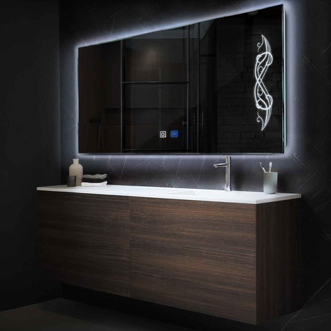 LED Spiegel Rechteckig | Touch-Schalter | Anti-Beschlag-Funktion | Kaltweißes Licht - Reyze Seria Good Vibes Model 6
