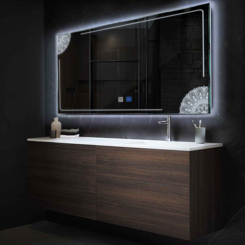 LED Spiegel Rechteckig | Touch-Schalter | Anti-Beschlag-Funktion | Kaltweißes Licht - Reyze Seria Good Vibes Model 7