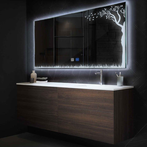 LED Spiegel Rechteckig | Touch-Schalter | Anti-Beschlag-Funktion | Kaltweißes Licht - Reyze Seria Good Vibes Model 8