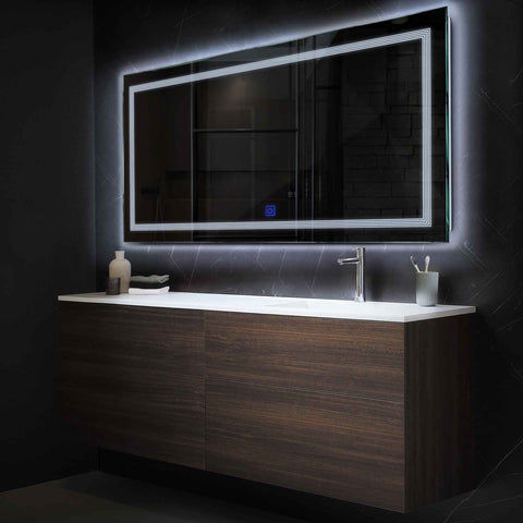 LED Spiegel Rechteckig | Touch-Schalter | Kaltweißes Licht - Reyze Seria Minimal Model 1
