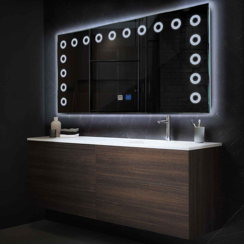 LED Spiegel Rechteckig | Touch-Schalter | Anti-Beschlag-Funktion | Kaltweißes Licht - Reyze Seria Minimal Model 4