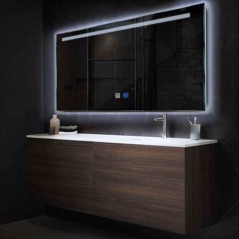 LED Spiegel Rechteckig | Touch-Schalter | Anti-Beschlag-Funktion | Kaltweißes Licht - Reyze Seria Minimal Model 5