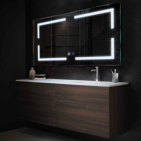LED Spiegel Rechteckig | Touch-Schalter | Anti-Beschlag-Funktion | Kaltweißes Licht - Reyze Seria Salono Model 2