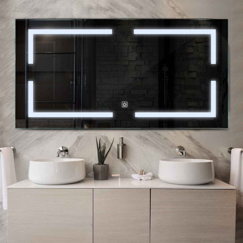 LED Spiegel Rechteckig | Touch-Schalter | Kaltweißes Licht - Reyze Seria Salono Model 2