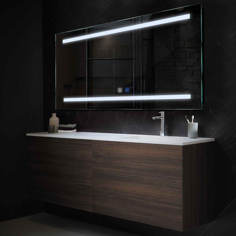 LED Spiegel Rechteckig | Touch-Schalter | Anti-Beschlag-Funktion | Kaltweißes Licht - Reyze Seria Salono Model 4