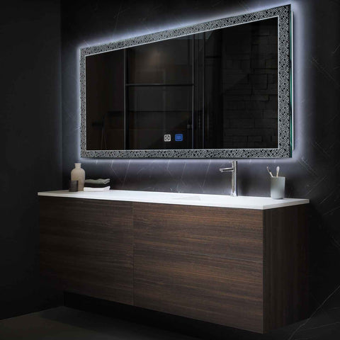 LED Spiegel Rechteckig | Touch-Schalter | Anti-Beschlag-Funktion | Kaltweißes Licht - Reyze Seria Simetria Model 5