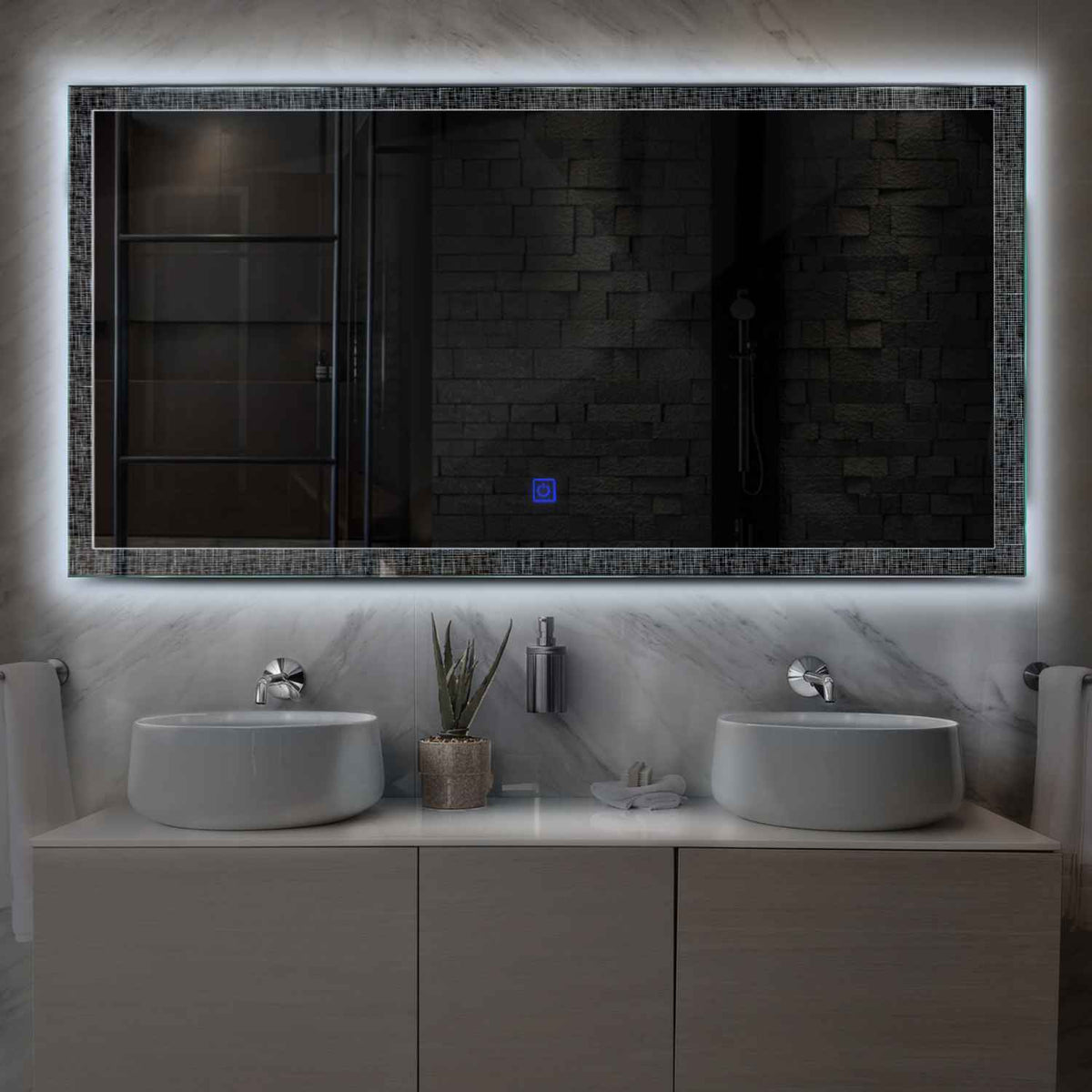 LED Spiegel Rechteckig | Touch-Schalter | Kaltweißes Licht - Reyze Seria Simetria Model 6