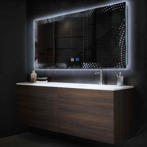 LED Spiegel Rechteckig | Touch-Schalter | Anti-Beschlag-Funktion | Kaltweißes Licht - Reyze Seria Simetria Model 8