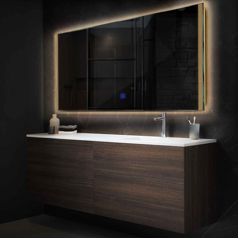 LED Spiegel Rechteckig | Touch-Schalter | Warmweißes Licht - Reyze Seria Edge Model 7