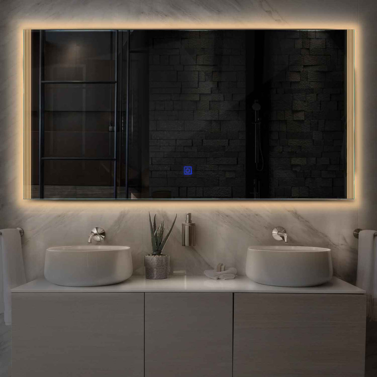 LED Spiegel Rechteckig | Touch-Schalter | Warmweißes Licht - Reyze Seria Edge Model 7