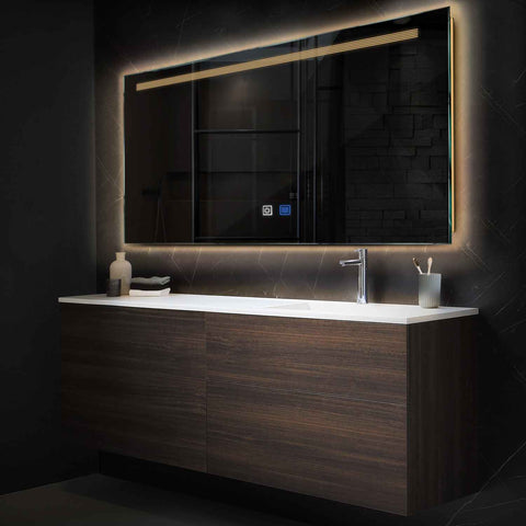 LED Spiegel Rechteckig | Touch-Schalter | Anti-Beschlag-Funktion | Warmweißes Licht - Reyze Seria Minimal Model 5