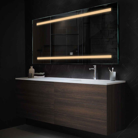 LED Spiegel Rechteckig | Touch-Schalter | Warmweißes Licht - Reyze Seria Salono Model 4