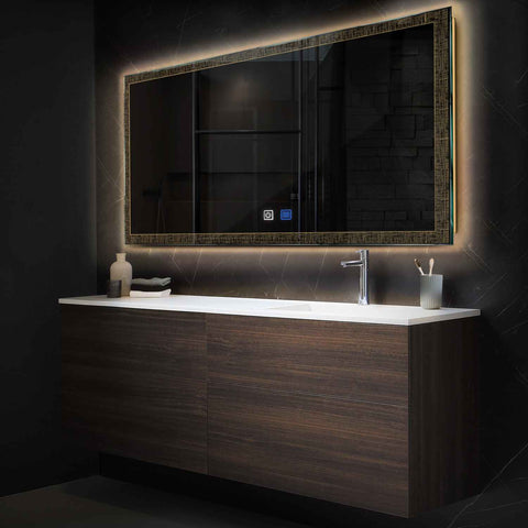 LED Spiegel Rechteckig | Touch-Schalter | Anti-Beschlag-Funktion | Warmweißes Licht - Reyze Seria Simetria Model 6