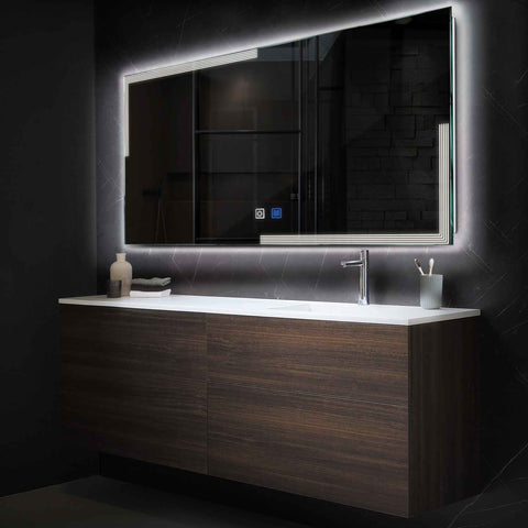 LED Spiegel Rechteckig | Touch-Schalter | Anti-Beschlag-Funktion | Neutralweißes Licht - Reyze Seria Edge Model 2