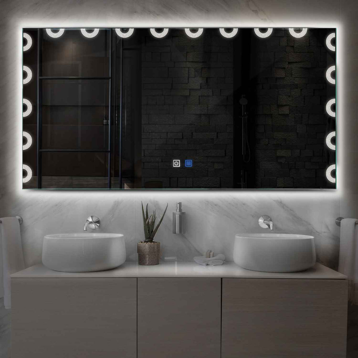 LED Spiegel Rechteckig | Touch-Schalter | Anti-Beschlag-Funktion | Neutralweißes Licht - Reyze Seria Edge Model 4