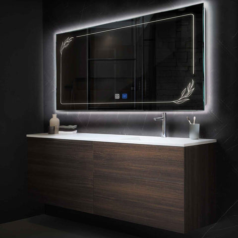 LED Spiegel Rechteckig | Touch-Schalter | Anti-Beschlag-Funktion | Neutralweißes Licht - Reyze Seria Good Vibes Model 1