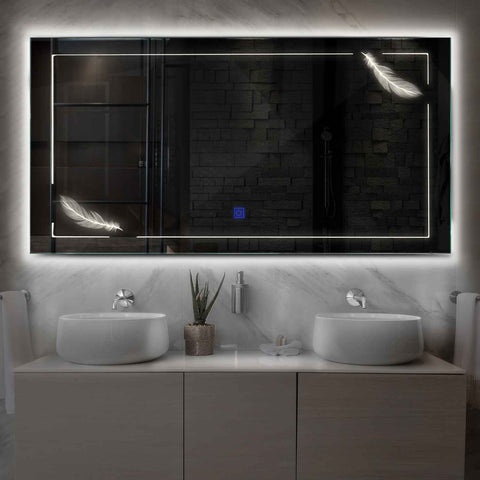 LED Spiegel Rechteckig | Touch-Schalter | Neutralweißes Licht - Reyze Seria Good Vibes Model 2