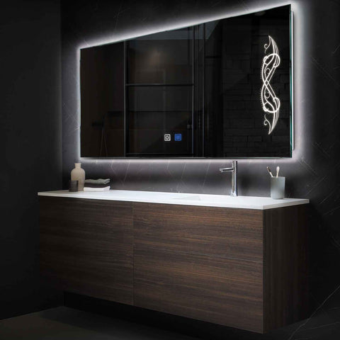 LED Spiegel Rechteckig | Touch-Schalter | Anti-Beschlag-Funktion | Neutralweißes Licht - Reyze Seria Good Vibes Model 6