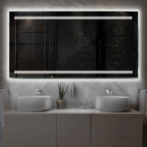 LED Spiegel Rechteckig | Wandschalter-Steuerung | Neutralweißes Licht - Reyze Seria Minimal Model 8