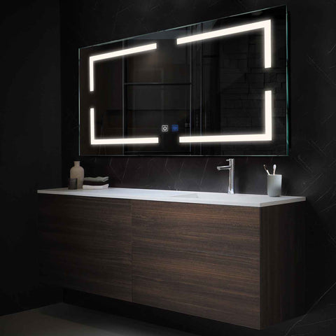 LED Spiegel Rechteckig | Touch-Schalter | Anti-Beschlag-Funktion | Neutralweißes Licht - Reyze Seria Salono Model 2