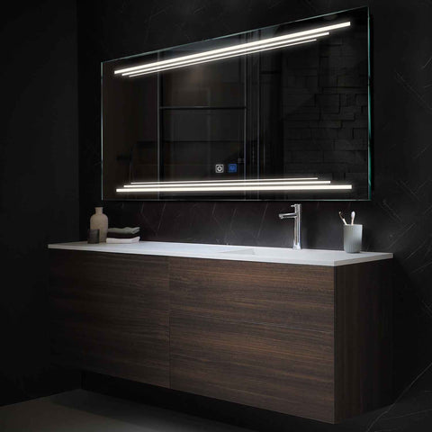 LED Spiegel Rechteckig | Touch-Schalter | Anti-Beschlag-Funktion | Neutralweißes Licht - Reyze Seria Salono Model 7