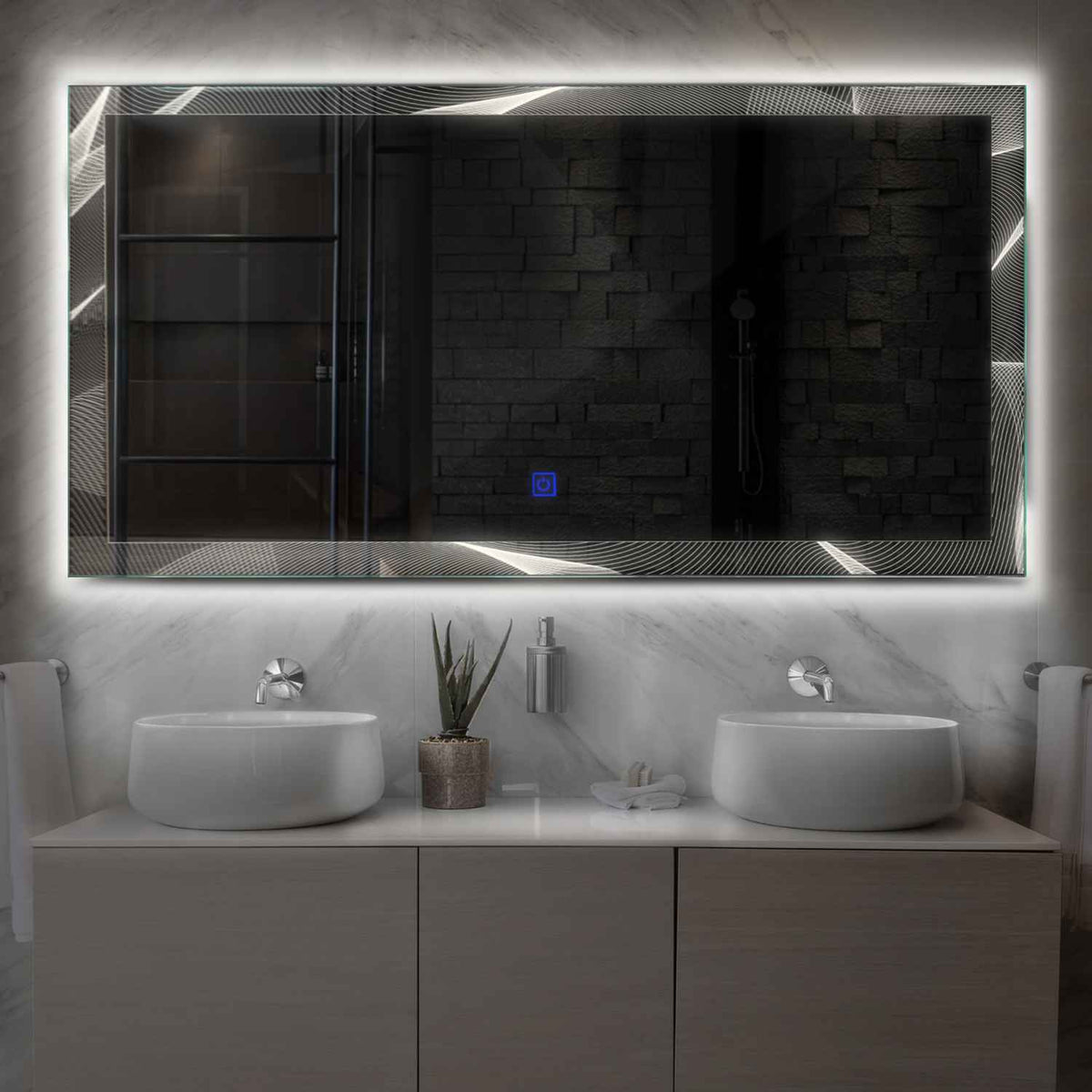 LED Spiegel Rechteckig | Touch-Schalter | Neutralweißes Licht - Reyze Seria Simetria Model 2