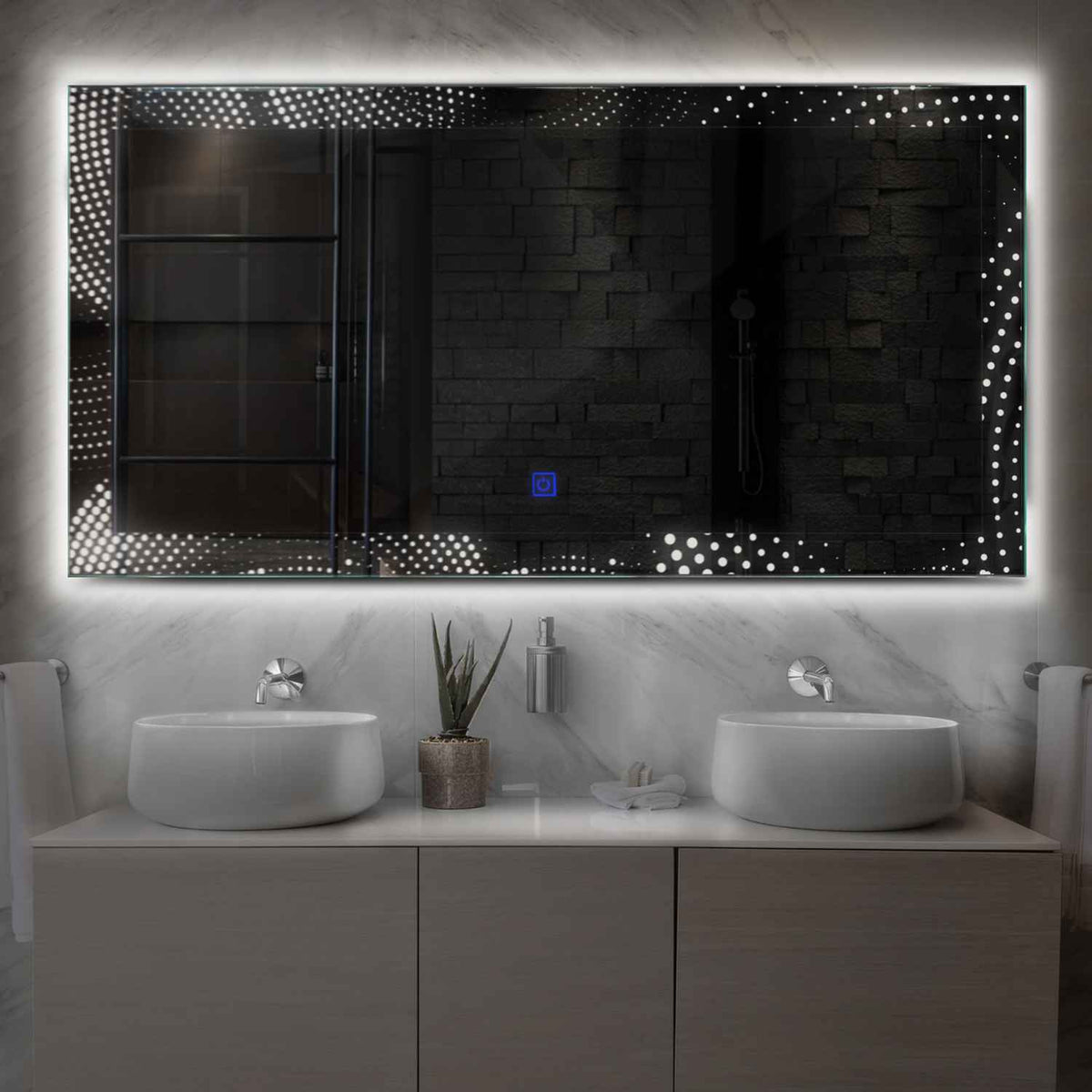 LED Spiegel Rechteckig | Touch-Schalter | Neutralweißes Licht - Reyze Seria Simetria Model 8