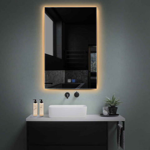 LED Spiegel Vertikal | Touch-Schalter | Anti-Beschlag-Funktion | Warmweißes Licht - Reyze Seria Ambient Model 1