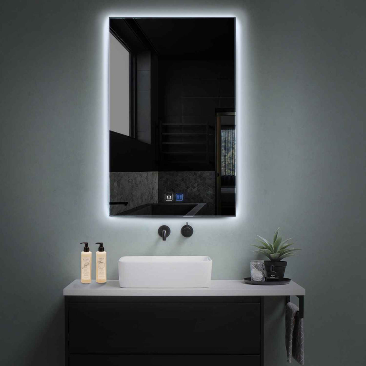 LED Spiegel Vertikal | Touch-Schalter | Anti-Beschlag-Funktion | Kaltweißes Licht - Reyze Seria Ambient Model 1