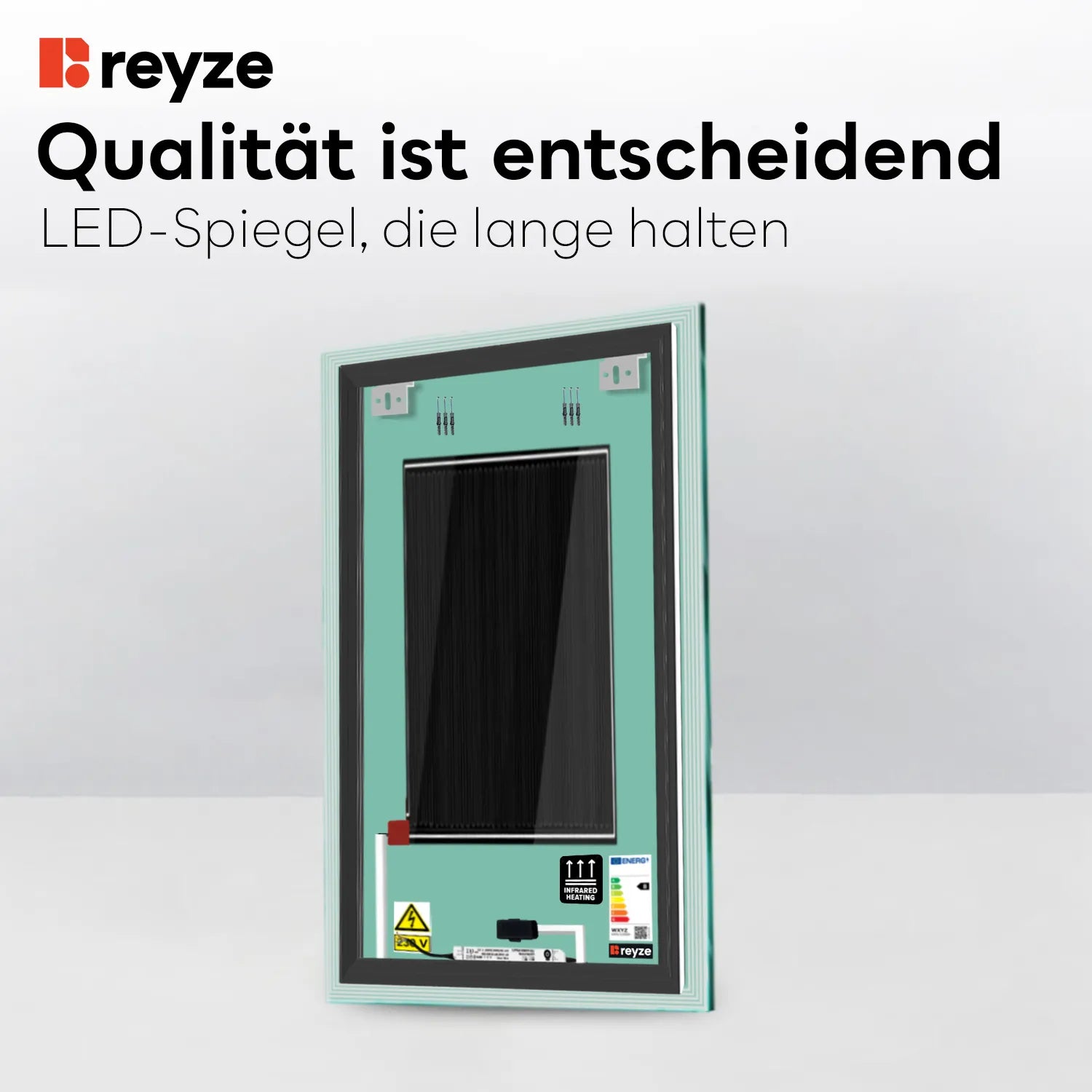 LED Spiegel Vertikal | Touch-Schalter | Anti-Beschlag-Funktion | Einstellbare Farbtemperatur - Reyze Seria Edge Model 1