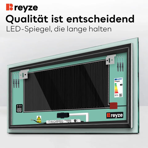 LED Spiegel Rechteckig | Touch-Schalter | Anti-Beschlag-Funktion | Neutralweißes Licht - Reyze Seria Edge Model 1